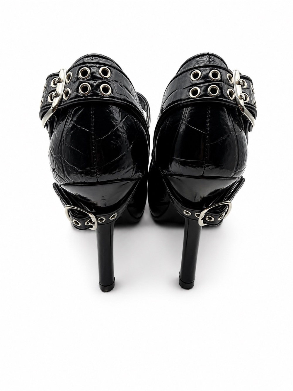 Black Buckle-Strap High Heel Pumps - Women - Picture 4 of 4